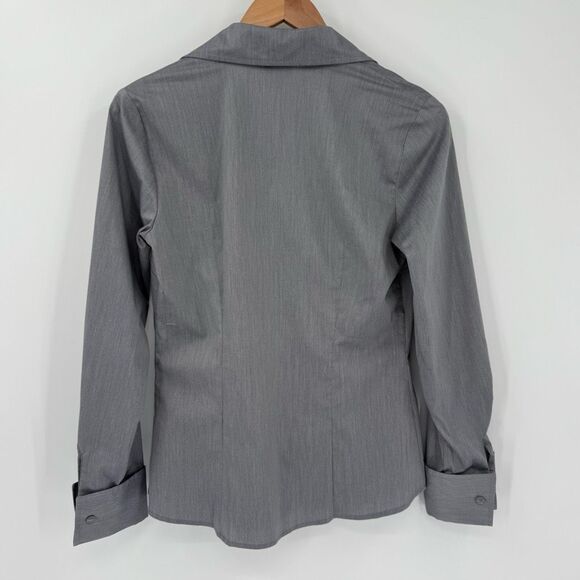 Worthington Grey Stretch Button Down Shirt Long Sleeve Career Blouse Women 4 NWT - Picture 2 of 5